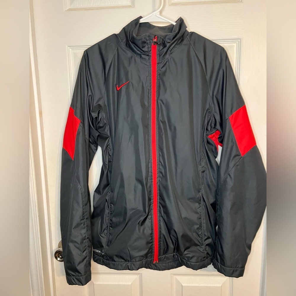 Nike Storm Fit Men’s full zip jacket Fleece Lined Size Small Red & Black